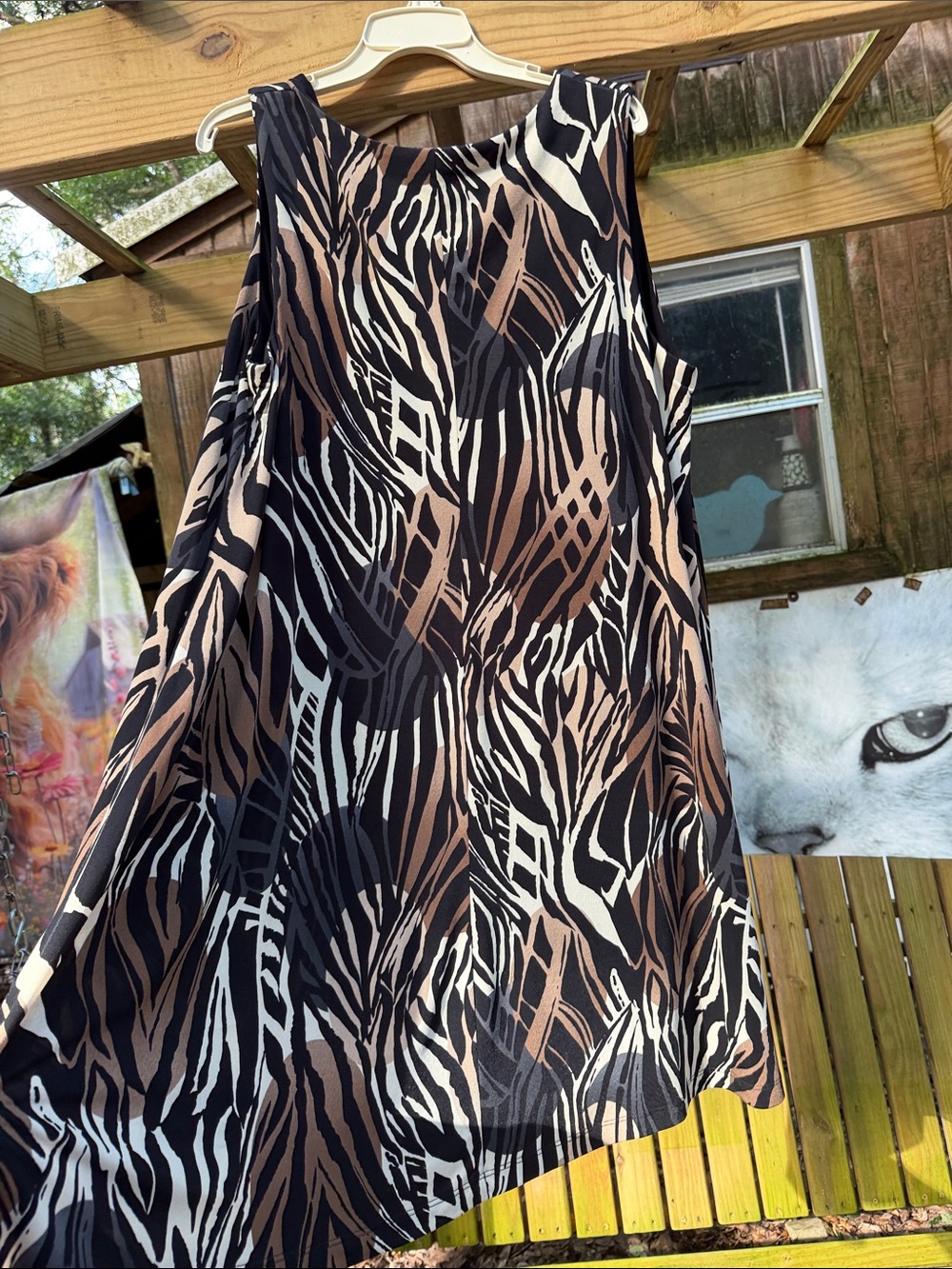 MSK Black Sleeveless Midi Dress with Patterned Hem reversible animal print wow!